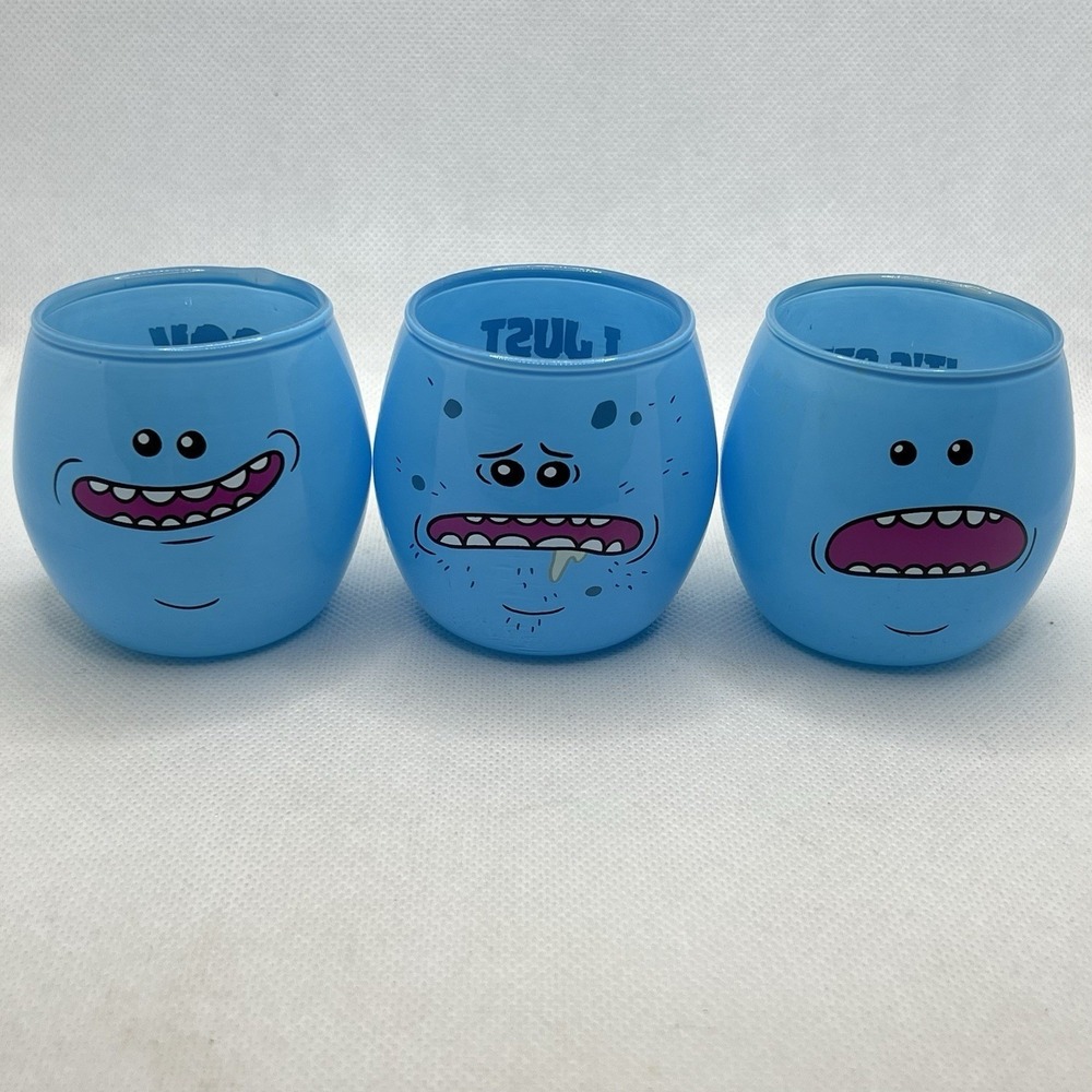 Rick and Morty Adult Swim Mr Meeseeks 2‎ oz blue shot glass - set of 3
